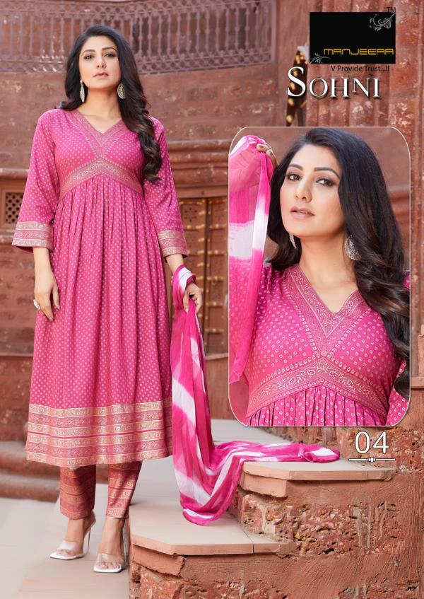 Manjeera Sohni Alia Cut Top Bottom With Dupatta Collection